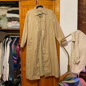 London Fog I tan trench coat with removable faux fur inner lining and hood